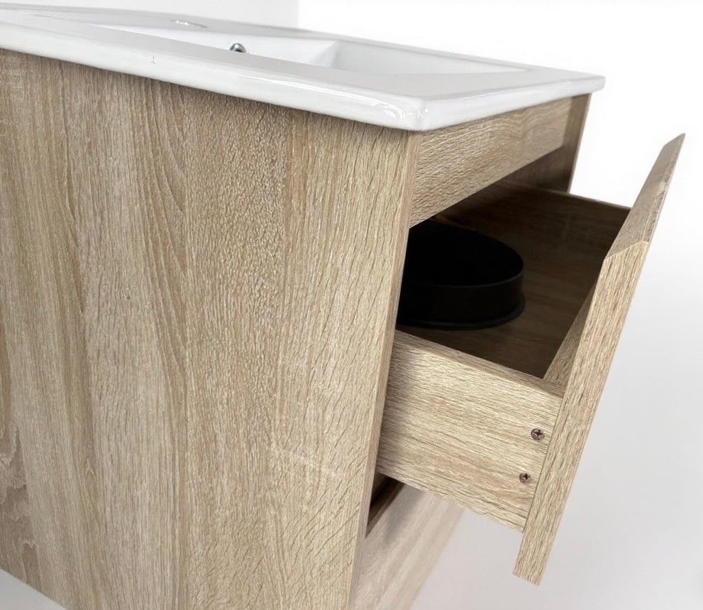 750 Melamine Wood Grain Wall Hung Vanity