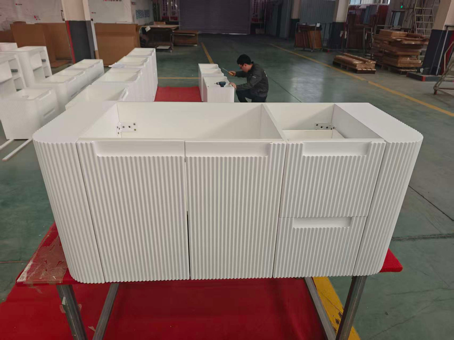 1500 Fluted Double Bowl Wall Hung Vanity