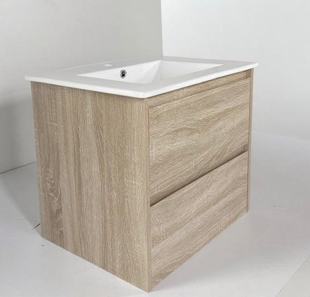 600 Melamine Wood Grain Wall Hung Vanity